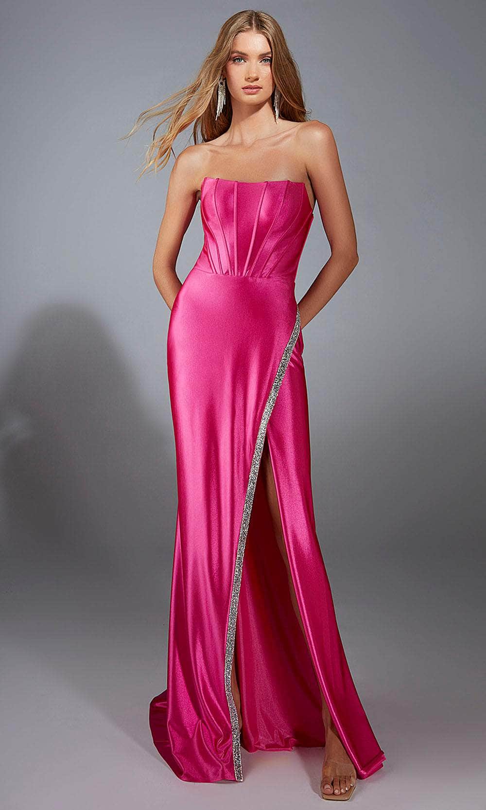 Alyce Paris 61790 - Crystal Trimmed Straight Neckline Gown Prom Dresses