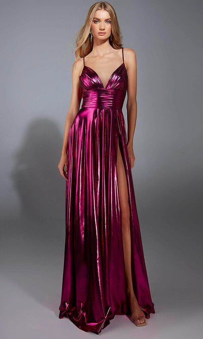 Alyce Paris 61801 - Ruched Metallic V-Neck Dress Prom Dresses