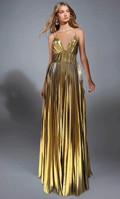 Alyce Paris 61804 - Pleated Metallic Evening Gown Prom Dresses