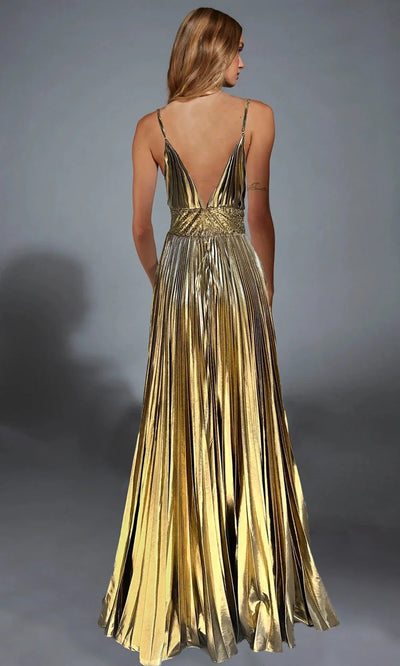 Alyce Paris 61804 - Pleated Metallic Evening Gown Prom Dresses