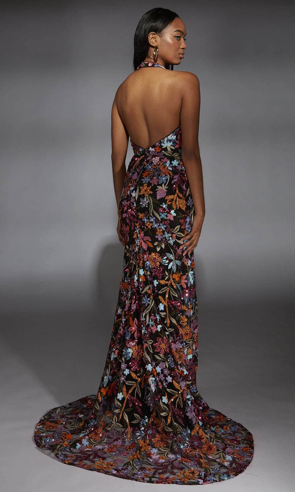 Alyce Paris 61813 - Floral Sequin Plunging Halter Gown Prom Dresses