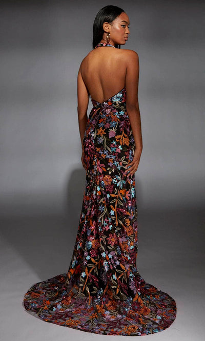 Alyce Paris 61813 - Floral Sequin Plunging Halter Gown Prom Dresses