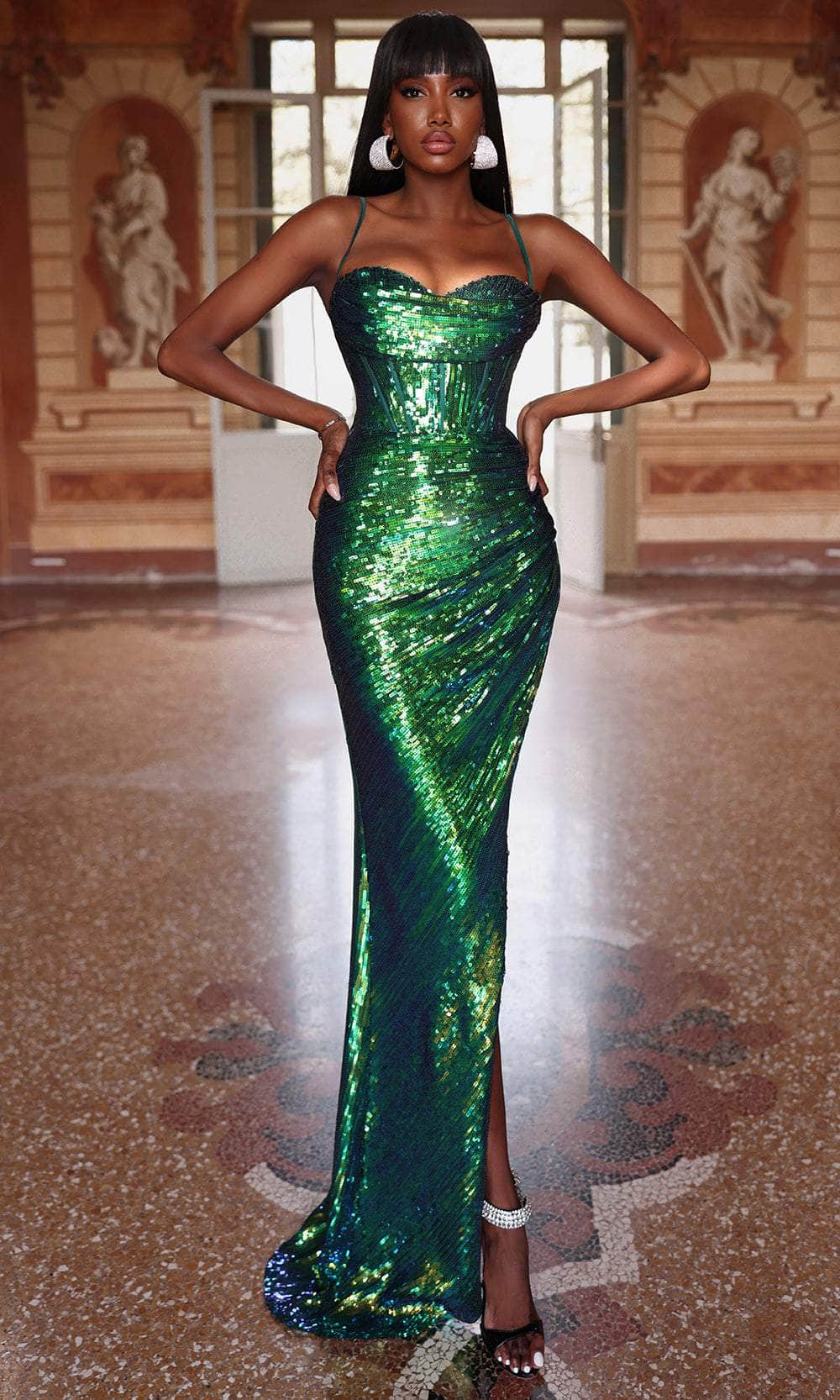 Alyce Paris 61821 - Sequin Cowl Neckline Sheath Gown Special Occasion Dress