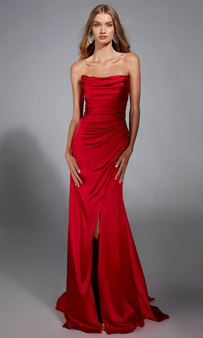 Alyce Paris 61826 - Ruched Charmeuse Gown with High Slit Prom Dresses