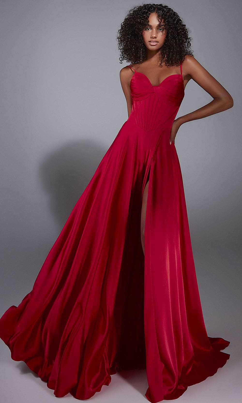 Alyce Paris 61828 - Satin Corset Gown with High Slit Prom Dresses