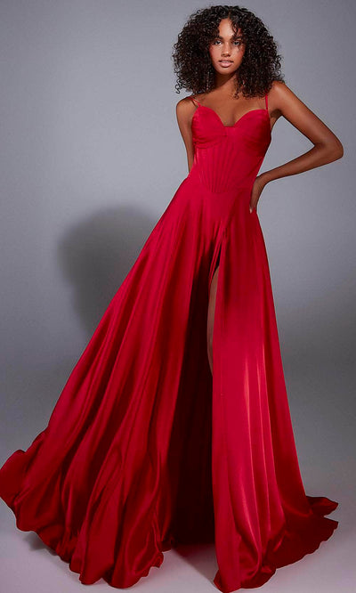 Alyce Paris 61828 - Satin Corset Gown with High Slit Prom Dresses