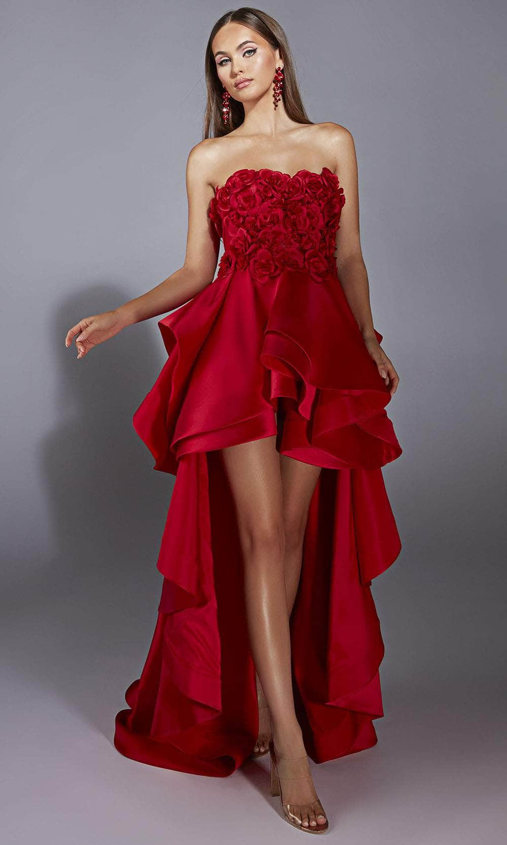 Alyce Paris 61829 - Strapless High-Low Dress with Floral Bodice Prom Dresses