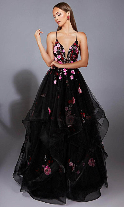 Alyce Paris 61838 - V-Neck Tulle Ballgown with Floral Sequin Prom Dresses