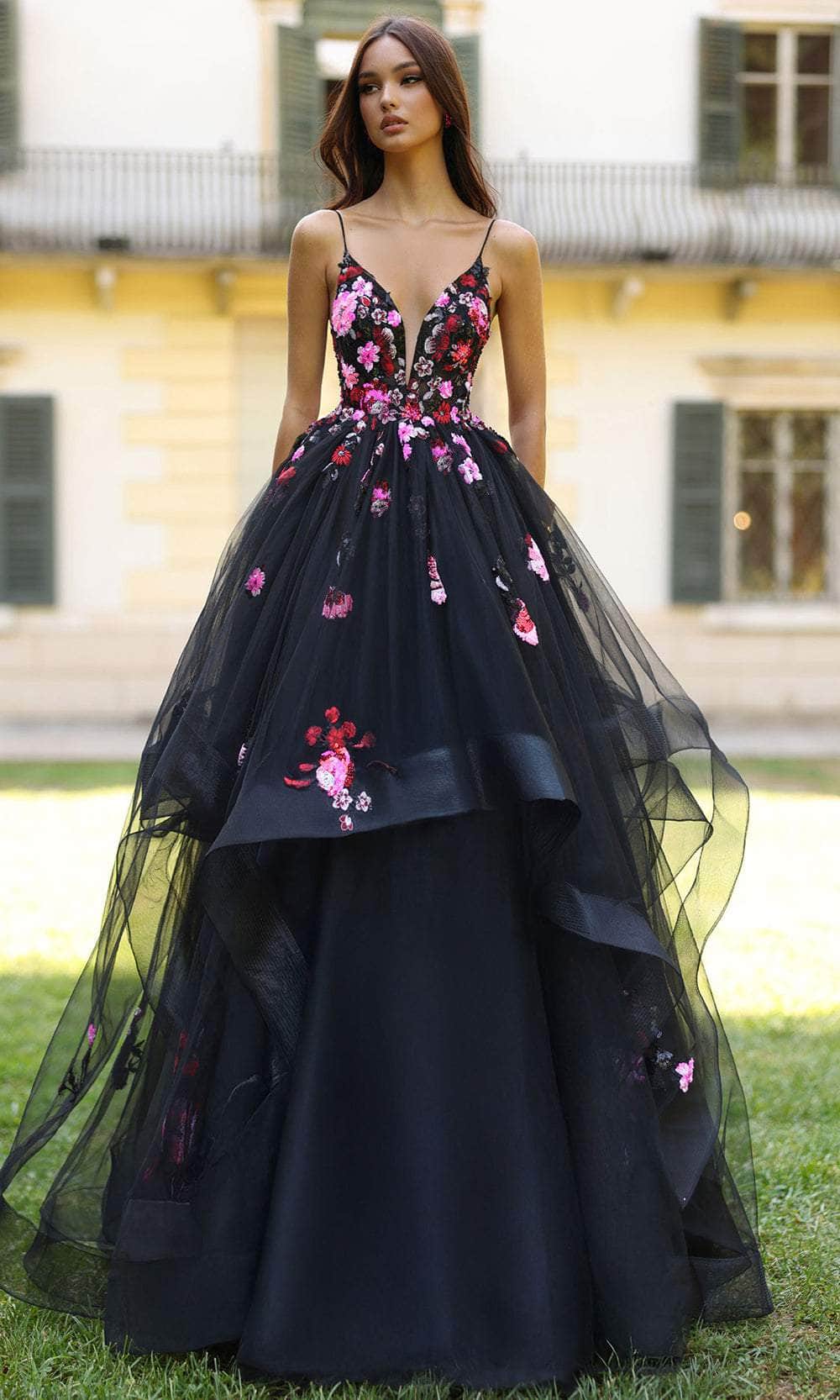 Alyce Paris 61838 - V-Neck Tulle Ballgown with Floral Sequin Prom Dresses
