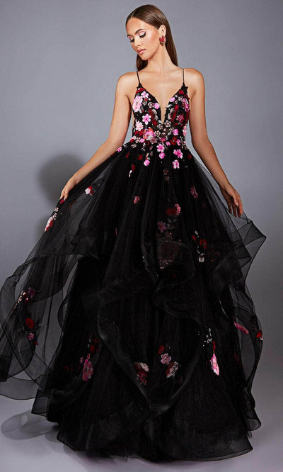 Alyce Paris 61838 - V-Neck Tulle Ballgown with Floral Sequin Prom Dresses