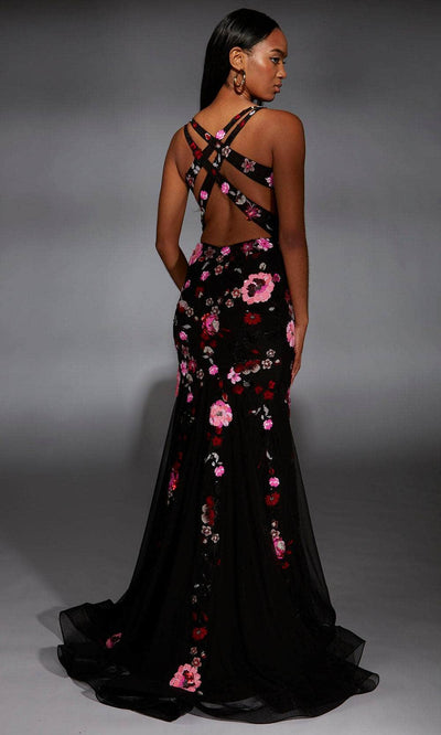 Alyce Paris 61839 - Floral Sequin Deep V-Neckline Gown Prom Dresses