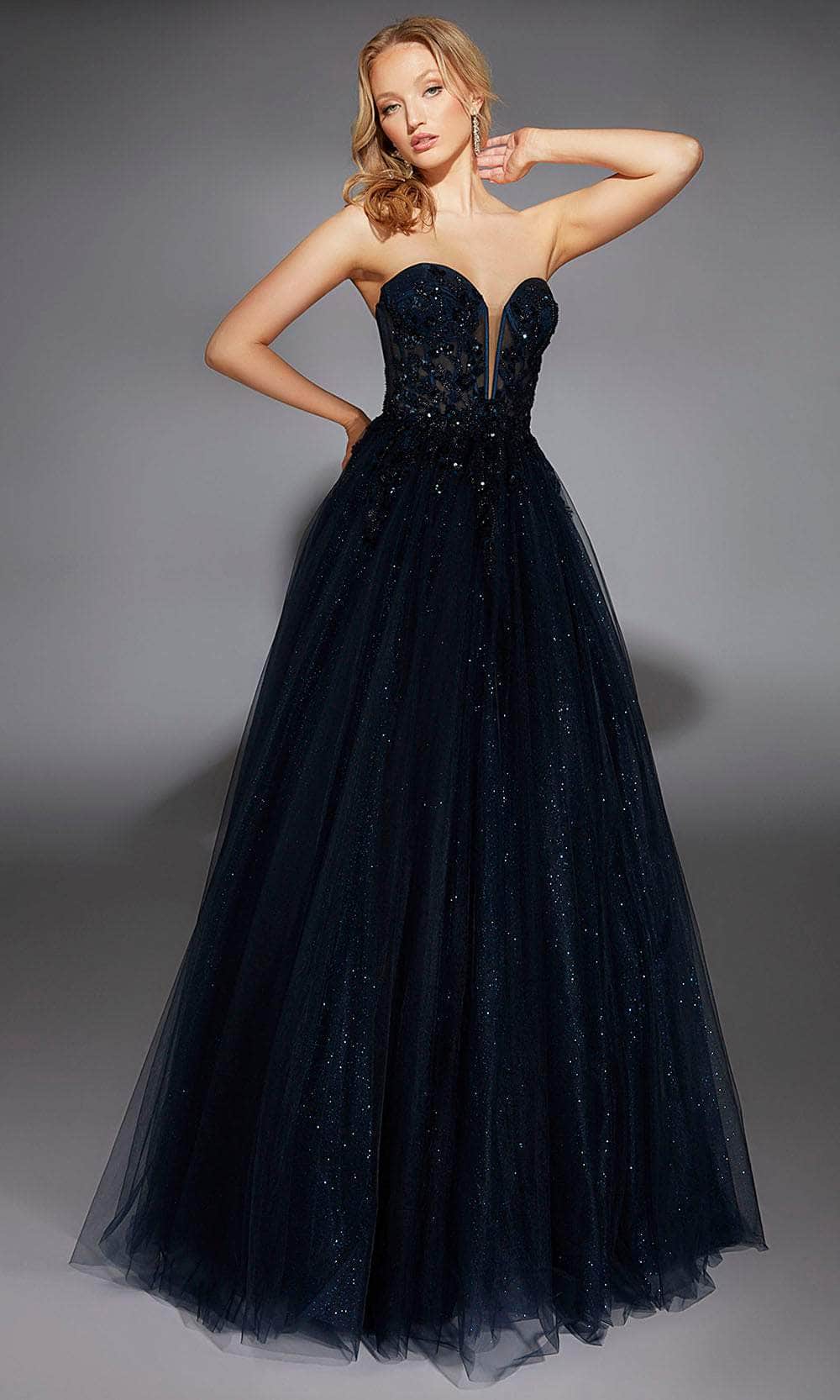 61846 Alyce Paris 61846 - Long Glitter Tulle/Lace Ballgown Dress - Strapless ...
