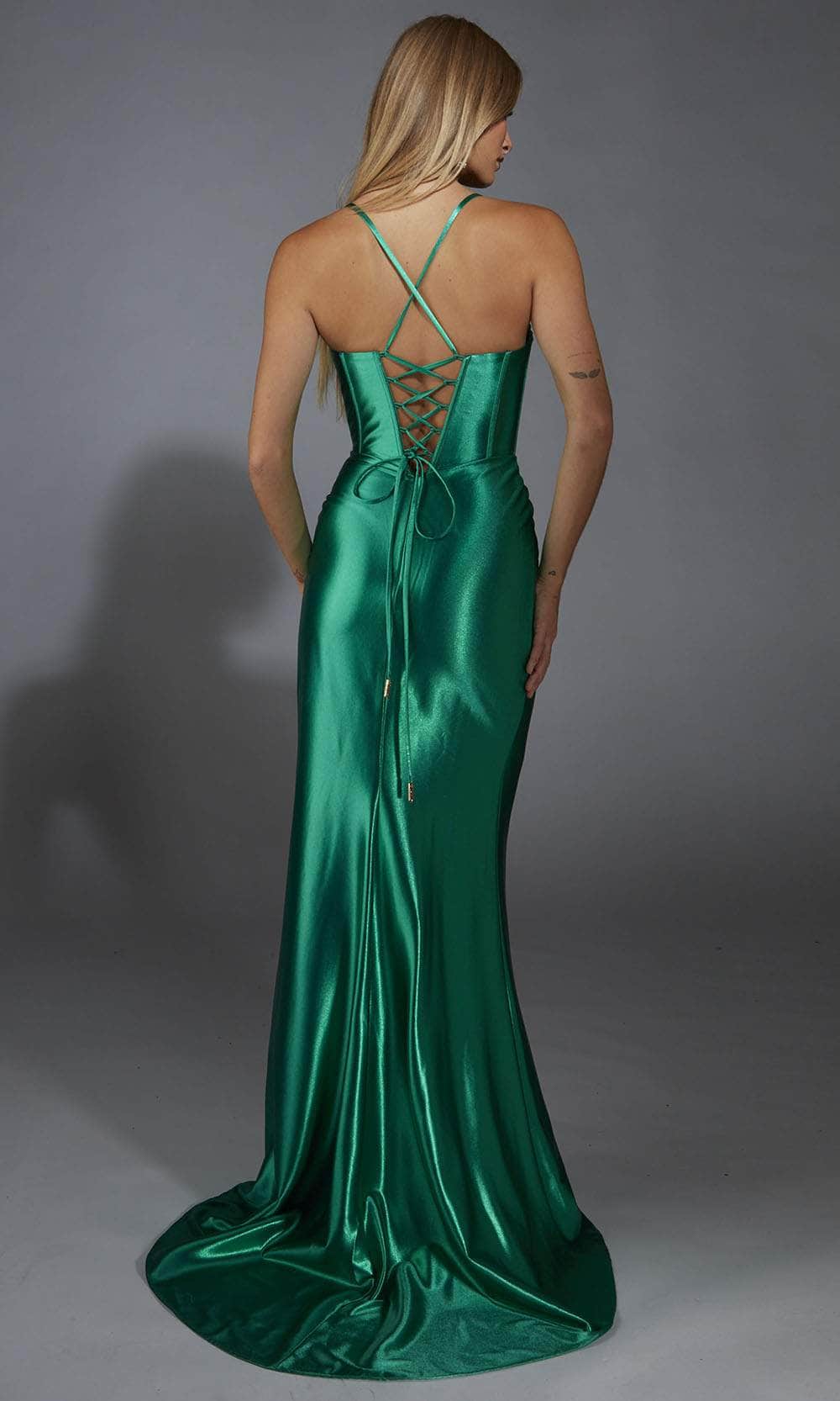 Alyce Paris 61849 - Plunging Neckline Sheath Gown with High Slit Prom Dresses