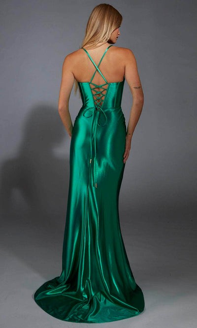 Alyce Paris 61849 - Plunging Neckline Sheath Gown with High Slit Prom Dresses