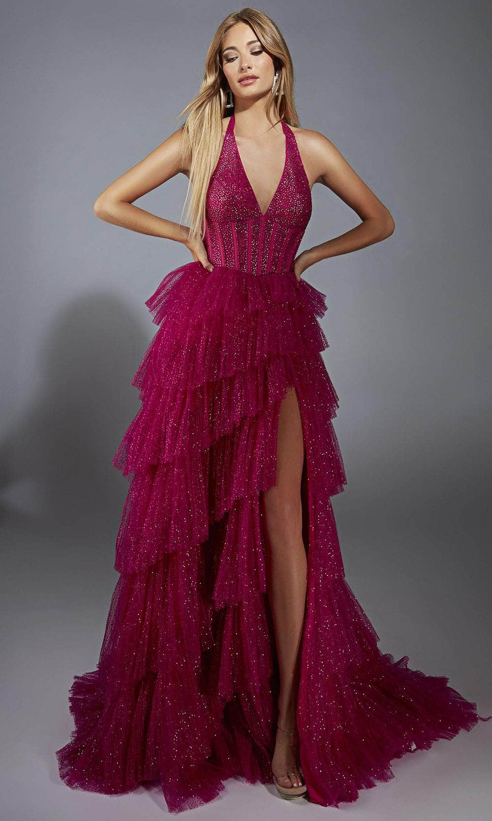 Alyce Paris 61859 - Glamorous Ruffle Skirt Glitter Gown Prom Dresses