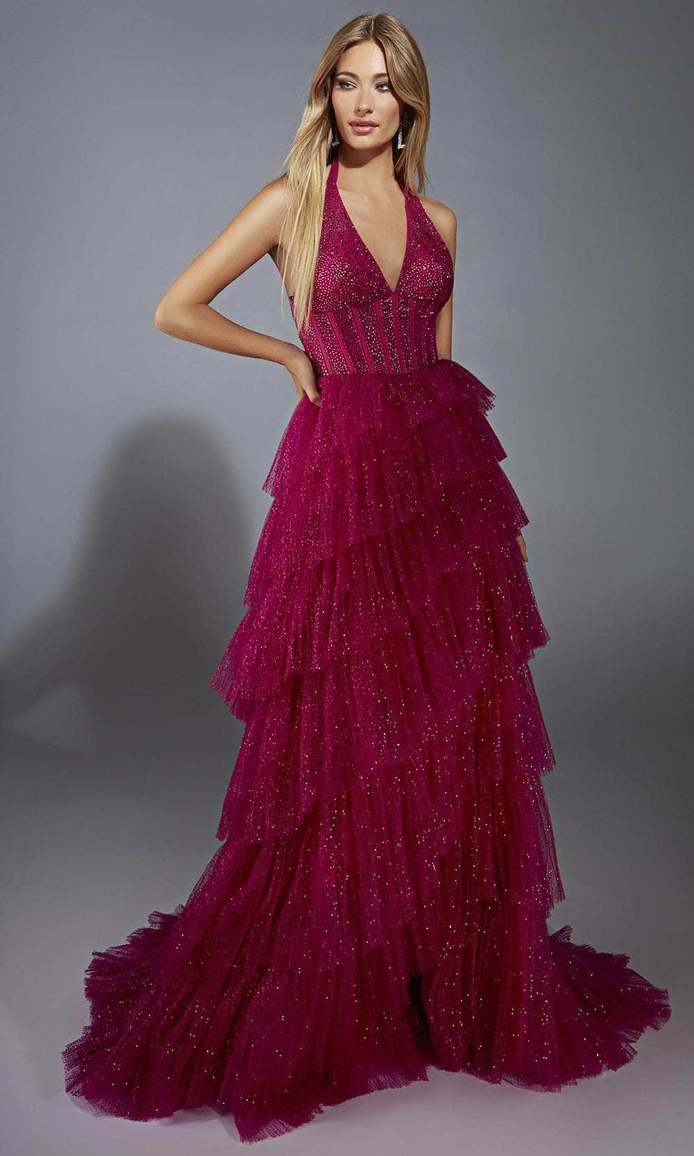 Alyce Paris 61859 - Glamorous Ruffle Skirt Glitter Gown Prom Dresses