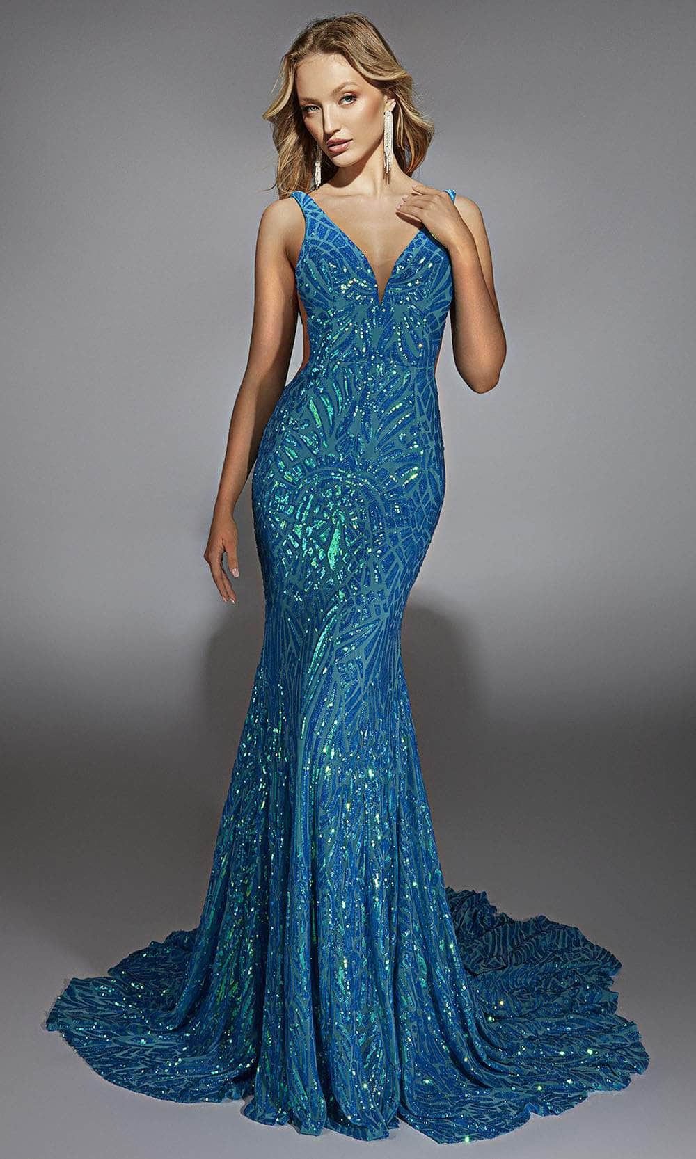 Alyce Paris 61876 - Geometric Sequin Fitted Gown Prom Dresses