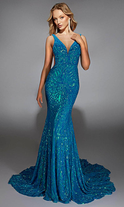 Alyce Paris 61876 - Geometric Sequin Fitted Gown Prom Dresses