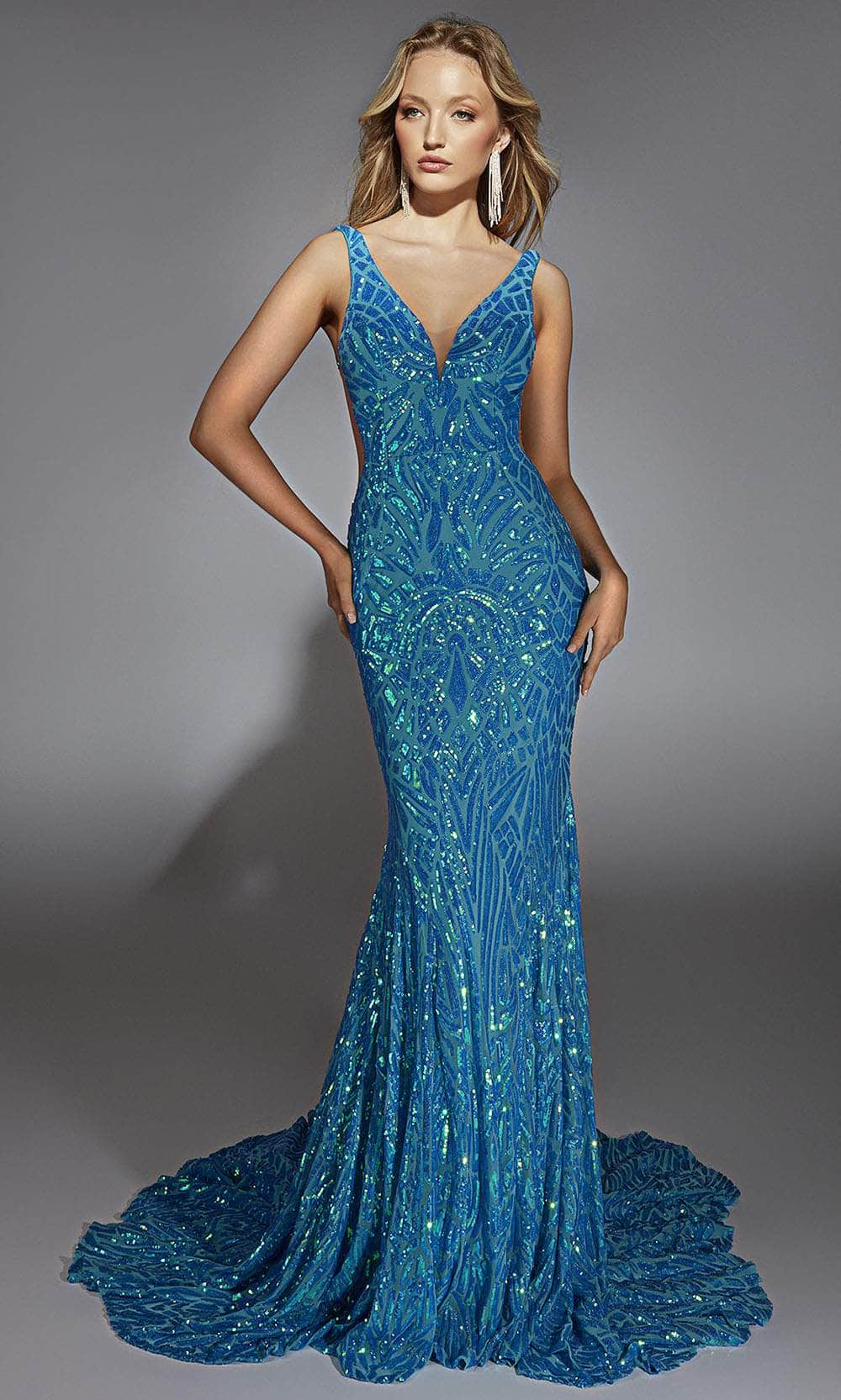 Alyce Paris 61876 - Geometric Sequin Fitted Gown Prom Dresses