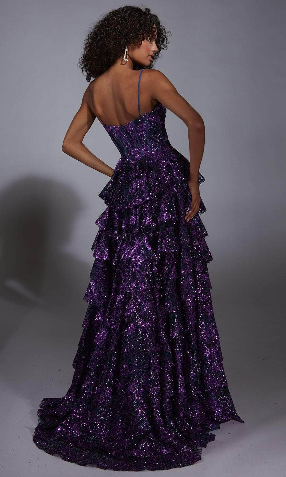 Alyce Paris 61886 - Tiered Ruffle Glitter A-Line Gown Prom Dresses