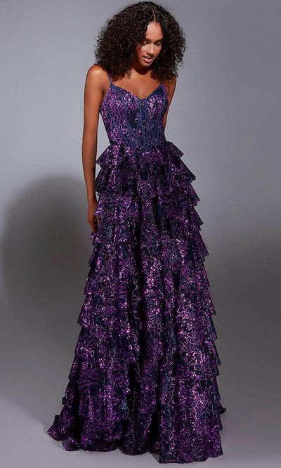 Alyce Paris 61886 - Tiered Ruffle Glitter A-Line Gown Prom Dresses