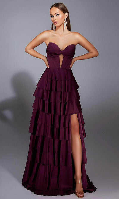 Alyce Paris 61889 - Elegant Ruffled Chiffon Gown with Front Slit Prom Dresses