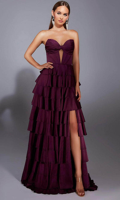 Alyce Paris 61889 - Elegant Ruffled Chiffon Gown with Front Slit Prom Dresses
