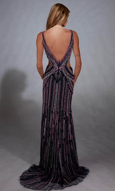 Alyce Paris 61892 - Geometric Beaded Sheath Gown with Slit Prom Dresses