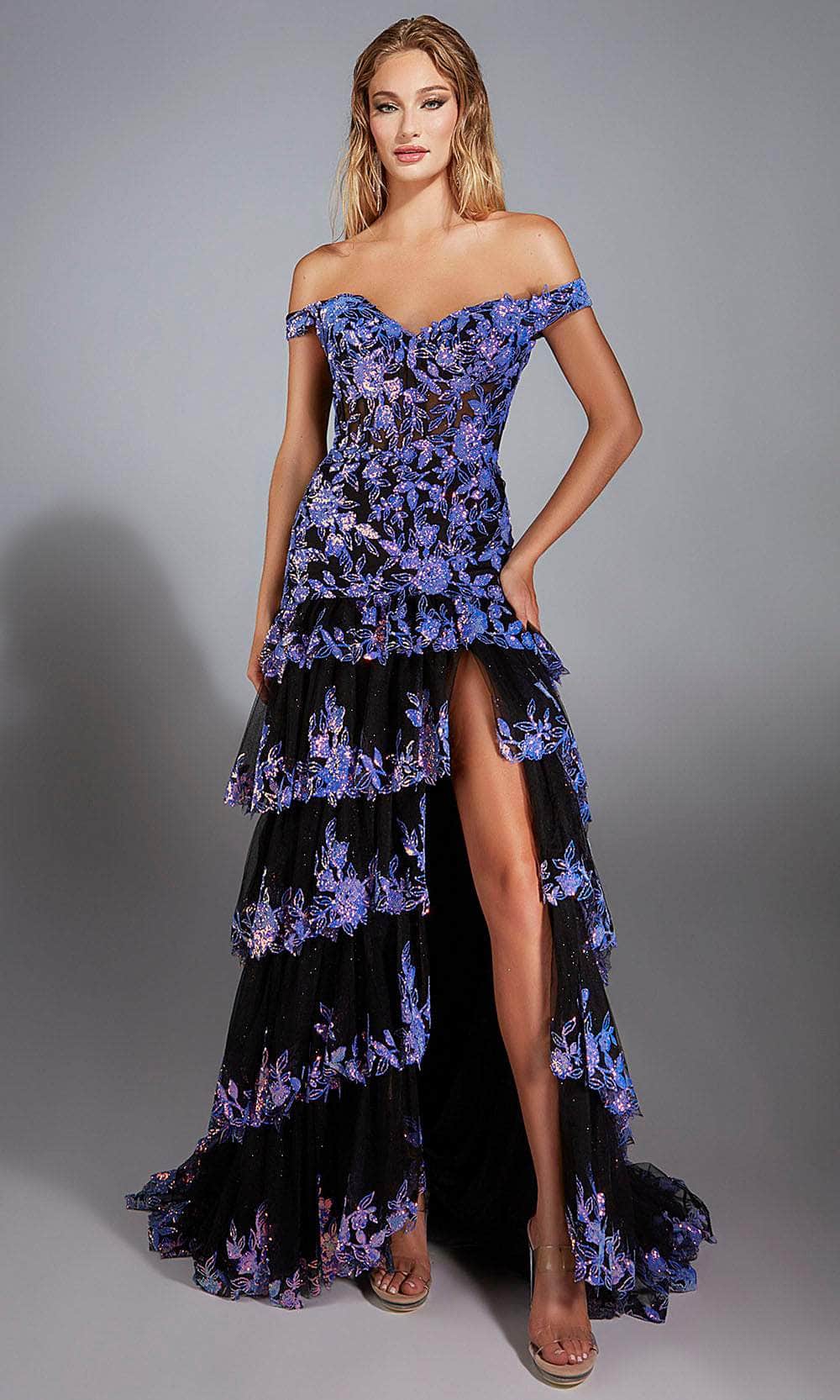 Alyce Paris 61900 - Ruffled Skirt Off-Shoulder Gown Prom Dresses