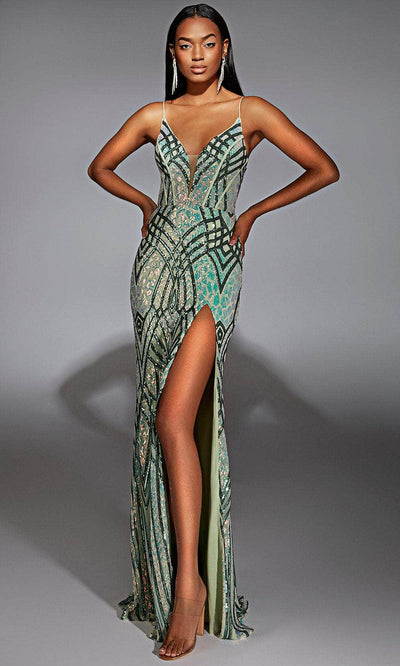 Alyce Paris 61919 - Sequined Bodice High Slit Dress Prom Dresses