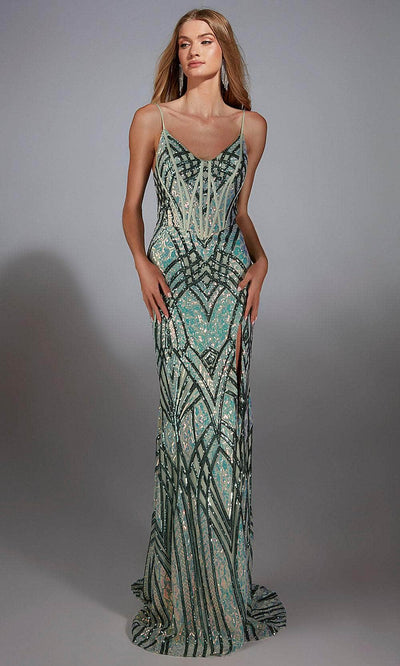 Alyce Paris 61920 - V-Neck Geometric Sequin Dress Prom Dresses