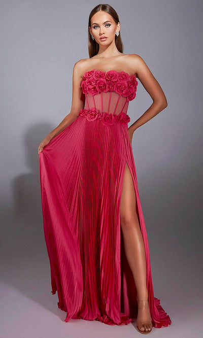 Alyce Paris 61935 - Floral Strapless Pleated Gown Prom Dresses