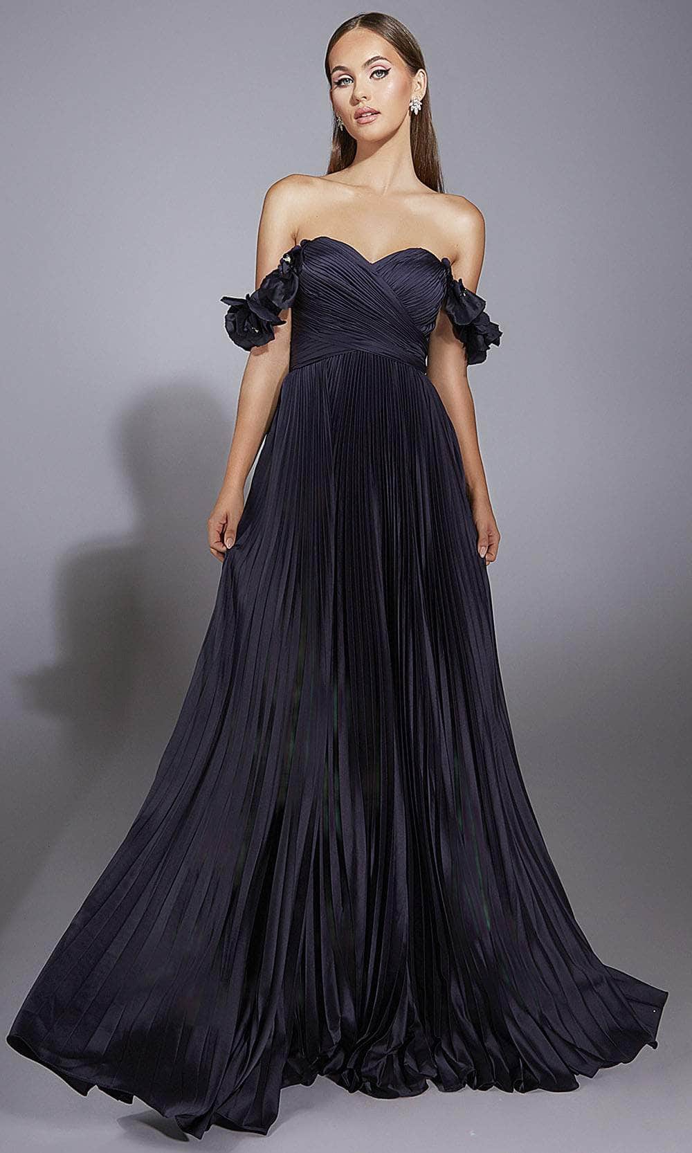 Alyce Paris 61946 - Off-Shoulder Pleated Satin Gown Prom Dresses