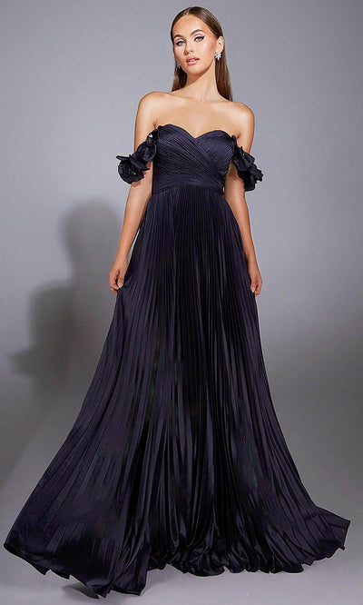 Alyce Paris 61946 - Off-Shoulder Pleated Satin Gown Prom Dresses