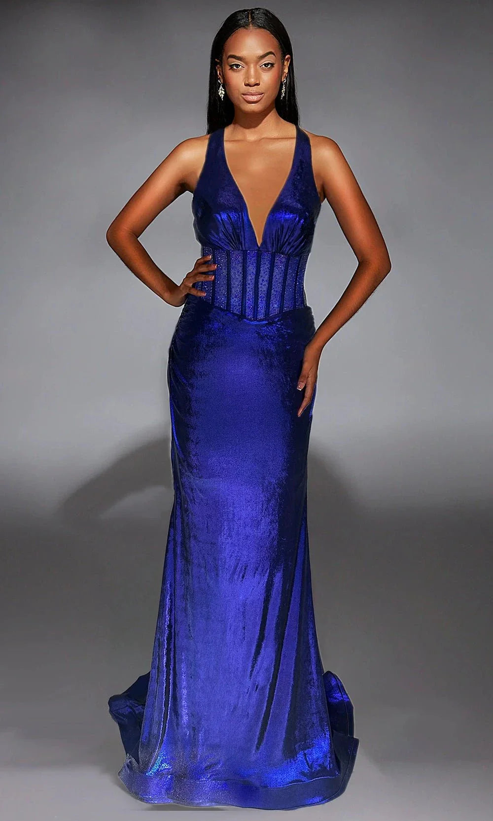 Alyce Paris 61949 - Metallic Jersey Beaded Corset Gown Prom Dresses