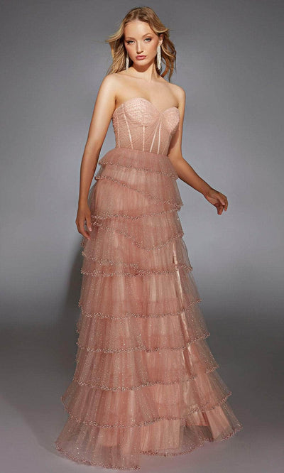 Alyce Paris 61956 - Beaded Strapless Tiered Gown Prom Dresses