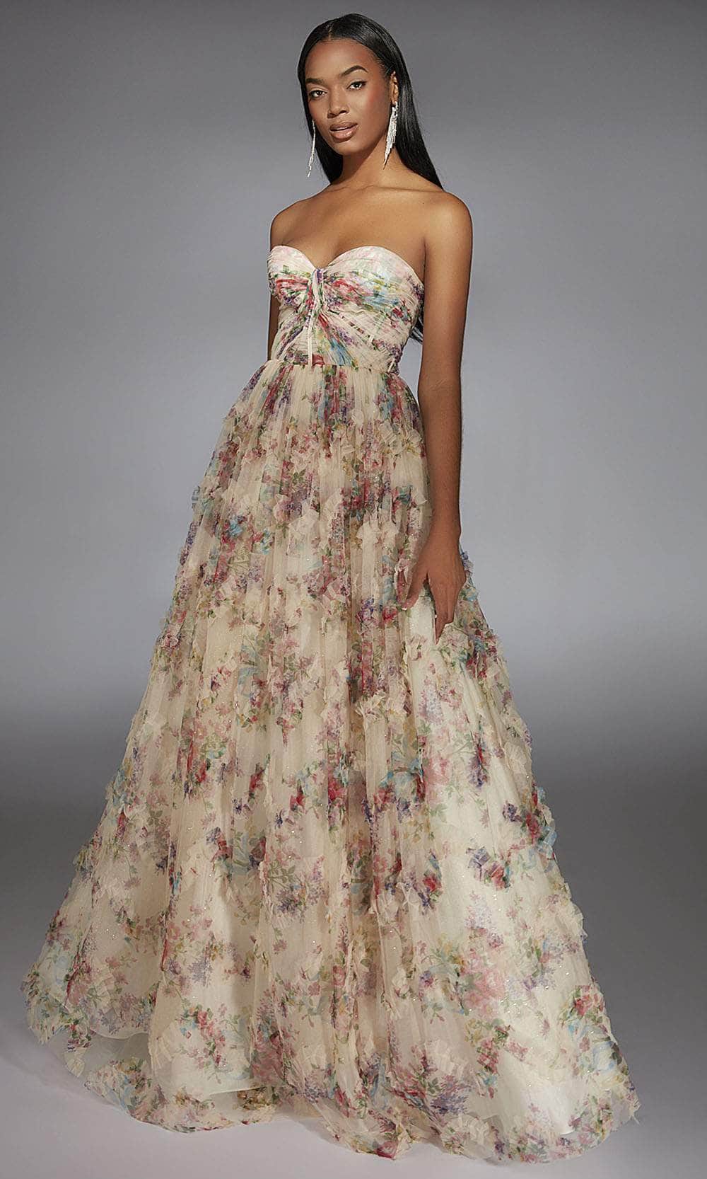 Alyce Paris 61957 - Romantic Floral Print A-line Gown Prom Dresses