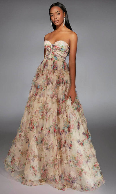 Alyce Paris 61957 - Romantic Floral Print A-line Gown Prom Dresses