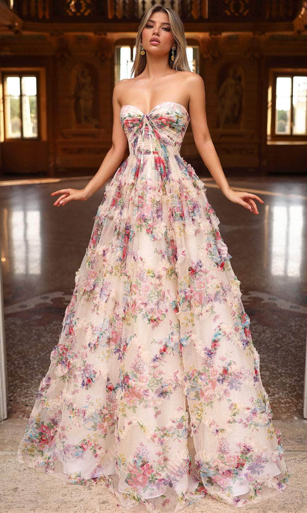 Alyce Paris 61957 - Romantic Floral Print A-line Gown Prom Dresses