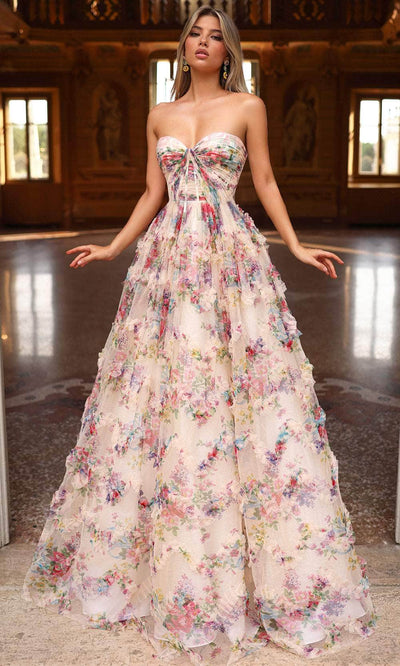 Alyce Paris 61957 - Romantic Floral Print A-line Gown Prom Dresses