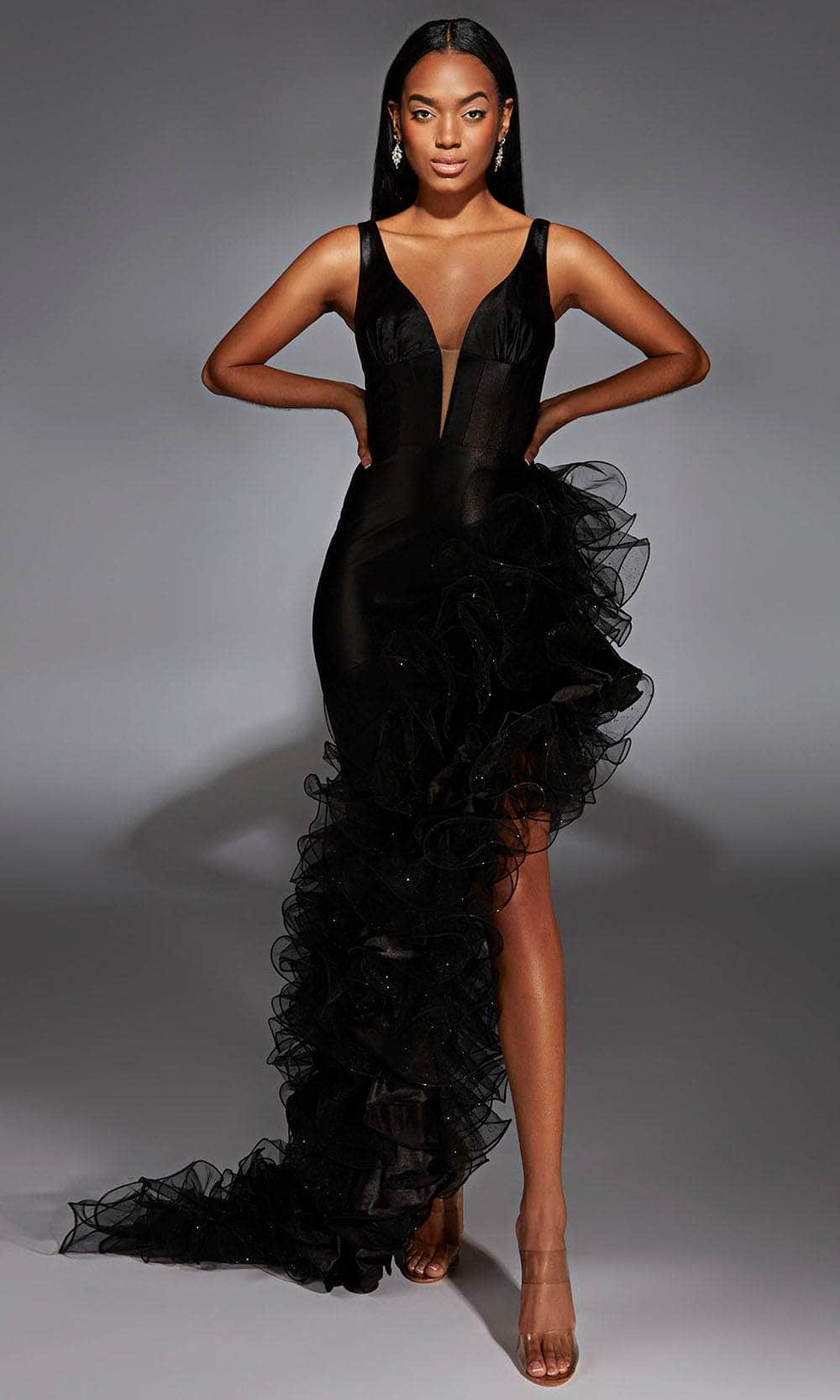 Alyce Paris 61967 - Elegant Satin Dress with Ruffled Detail Prom Dresses