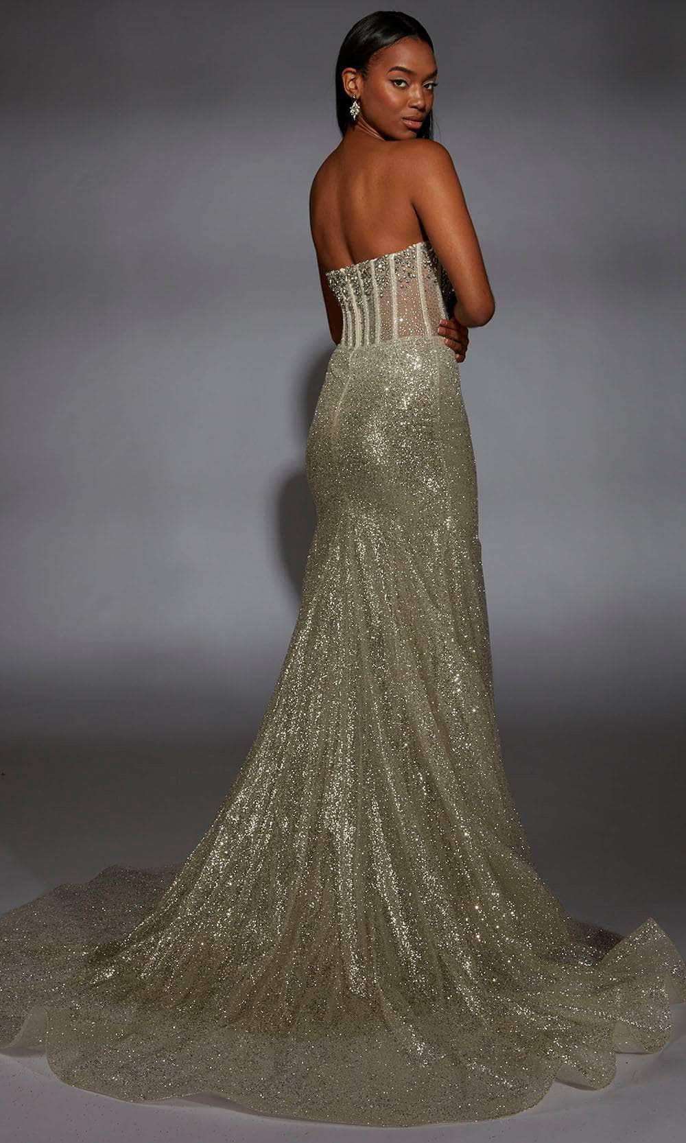 Alyce Paris 61970 - Glitter Strapless Corset Trumpet Gown Prom Dresses