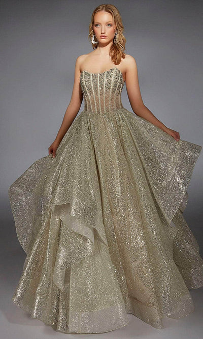 Alyce Paris 61971 - Scoop Neck Glitter Tulle Ballgown Ball Gowns 000 /  Champagne
