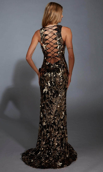 Alyce Paris 61975 - Metallic Floral Sheath Gown Prom Dresses