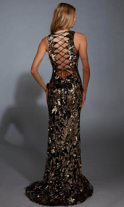 Alyce Paris 61975 - Metallic Floral Sheath Gown Prom Dresses