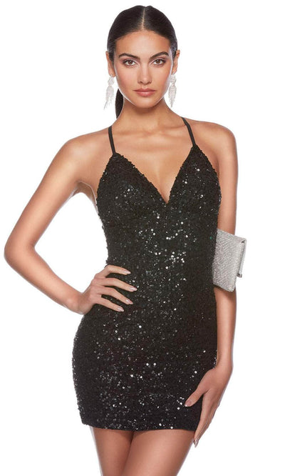 Alyce Paris 84000 - Sequin Sheath Cocktail Dress Special Occasion Dress 000 / Black