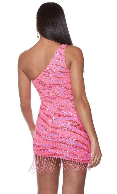 Alyce Paris 84011 - Sequined One-Sleeve Cocktail Dress Party Dresses