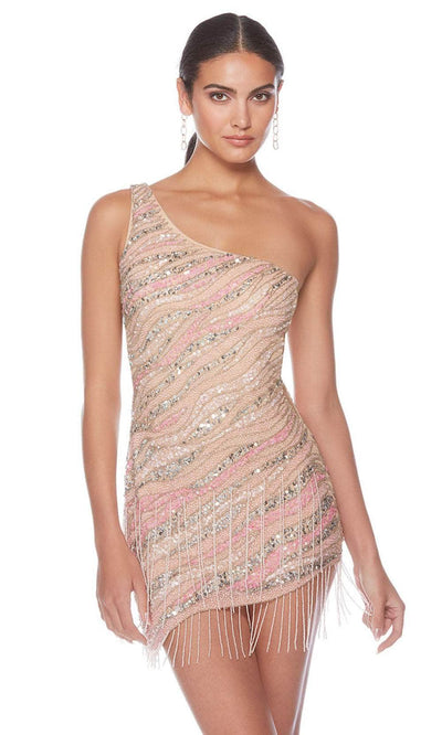 Alyce Paris 84011 - Sequined One-Sleeve Cocktail Dress Party Dresses