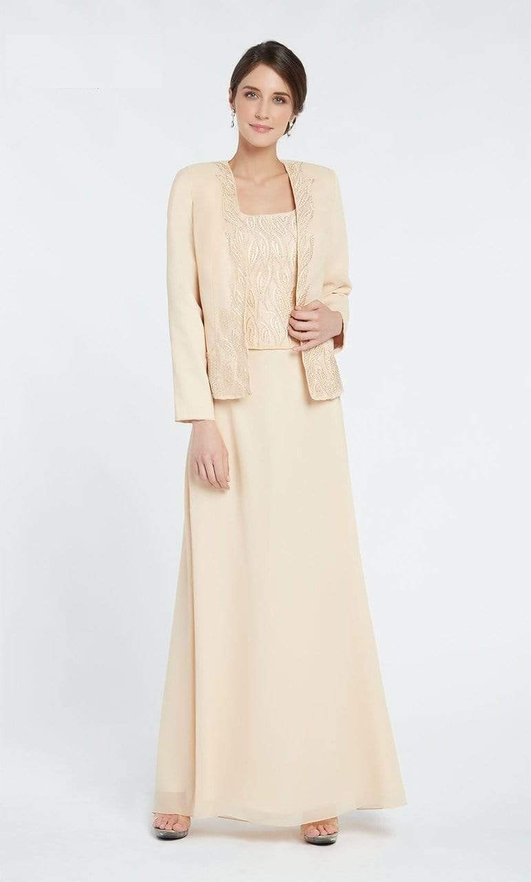 Alyce Paris - Beaded Chiffon Sheath Dress 29953 CCSALE 18 / Peach