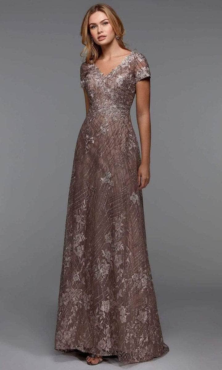 Alyce Paris - Sequin Lace A-Line Formal Dress 27525 - 1 pc Shadow Grey In Size 10 Available CCSALE 10 / Shadow Grey